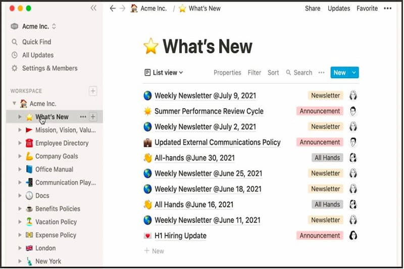 Tính năng tìm kiếm mạnh mẽ của Notion giúp nhanh chóng truy cập các ghi chú, tài liệu chỉ bằng từ khóa