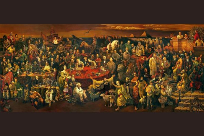 Giải mã bức tranh 103 người nổi tiếng: Kiệt tác hội tụ tinh hoa nhân loại Toàn cảnh bức tranh sơn dầu "103 Famous People" thể hiện 103 nhân vật lịch sử và văn hóa