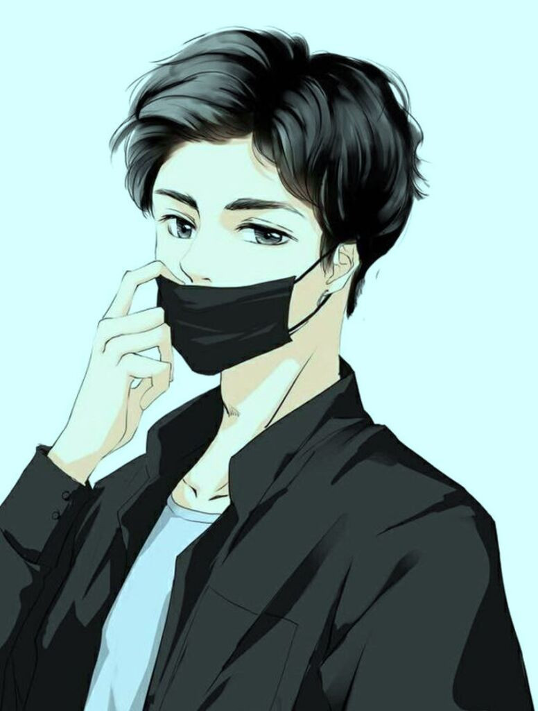 Trai đẹp đeo khẩu trang phong cách anime với nét mặt buồn