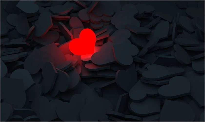 Trái tim cô đơn ngày Valentine trên nền tuyết