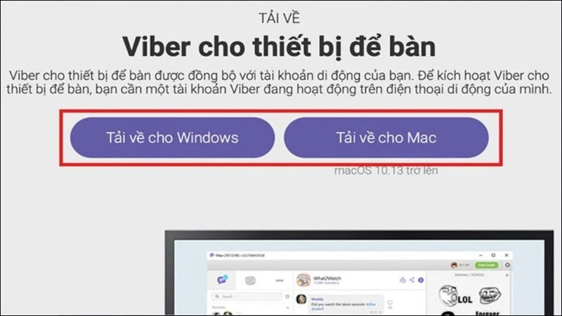 Trang tải xuống chính thức của Viber cho máy tính
