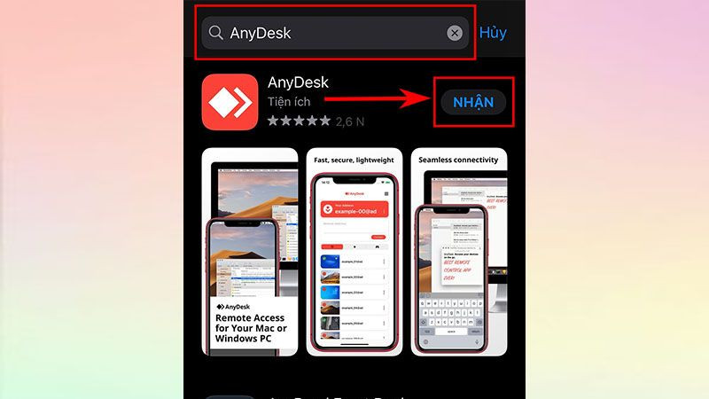 Trang ứng dụng AnyDesk trên App Store để tải về thiết bị iOS (iPhone, iPad).