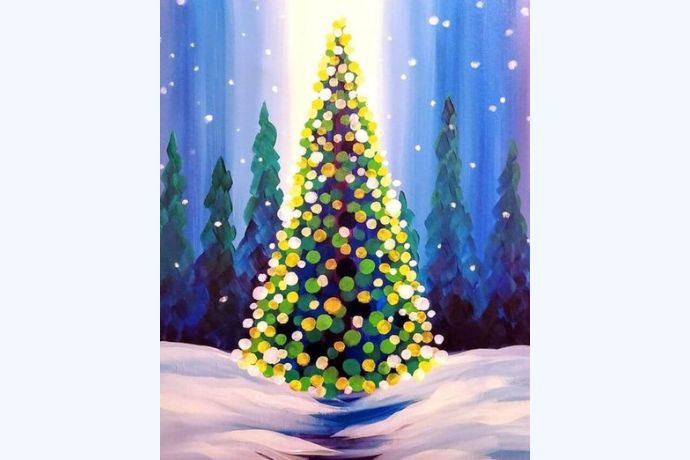 Tranh cây thông Noel vẽ tay đơn giản mà đẹp