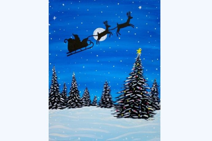 Tranh cây thông Noel với nhiều loại trang trí