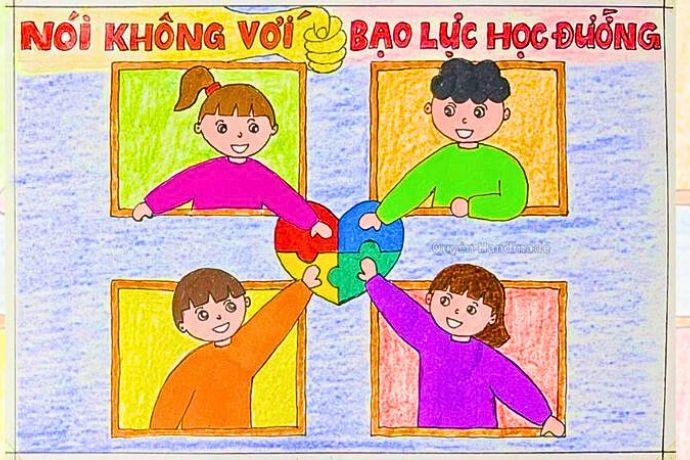 Tranh cổ động: Nói không với bạo lực học đường