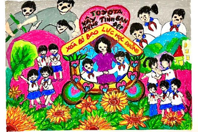 Tranh cổ động về tình bạn đẹp trong trường học