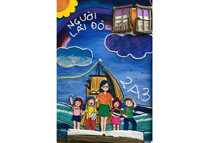 Tranh hoạt động ở trường vẽ các bạn học