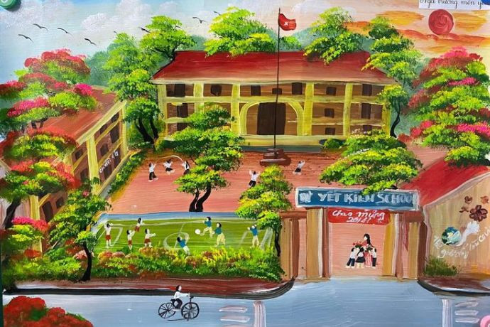 Tranh hoạt động ở trường vẽ múa hát