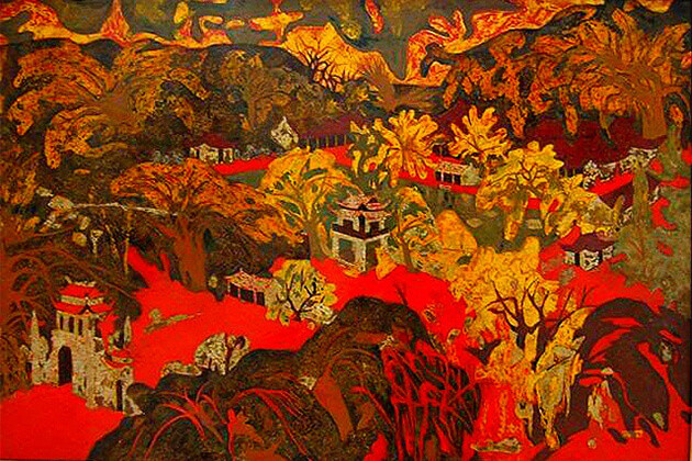 Tranh sơn mài phong cảnh Việt Nam