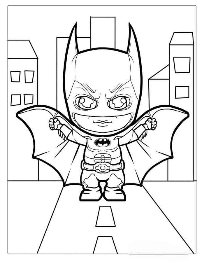 Tranh tô màu Batman chibi siêu dễ thương