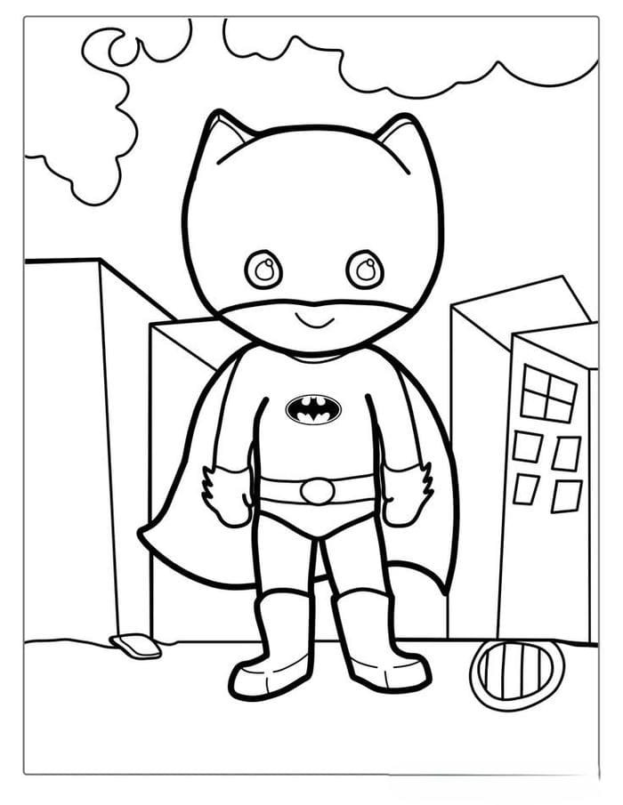 Tranh tô màu Batman đơn giản dễ tô cho bé