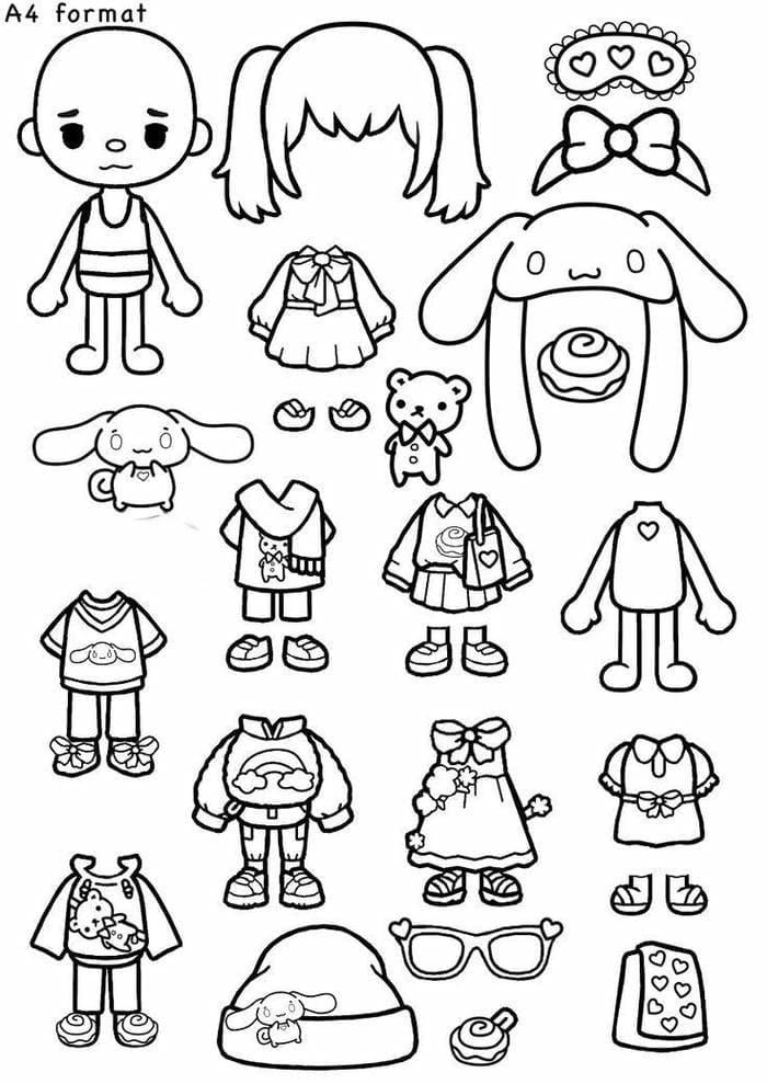 Tranh tô màu búp bê giấy Tocaboca với nhiều phụ kiện