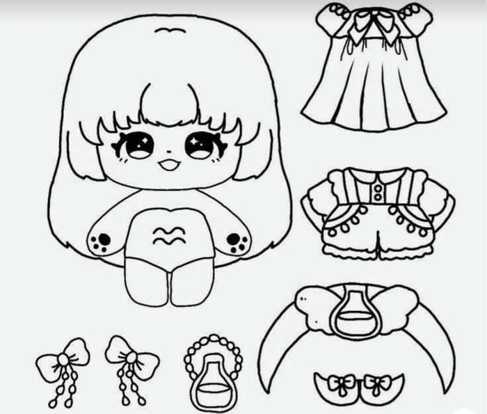 Tranh tô màu búp bê thay đồ cute cho bé