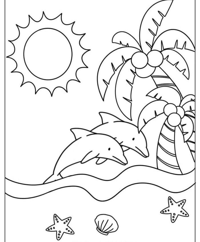 Tranh tô màu cá heo đơn giản dễ thương cho bé tập tô