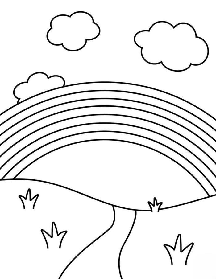 Tranh tô màu cầu vồng dạng hình đơn giản cho bé mới tập tô