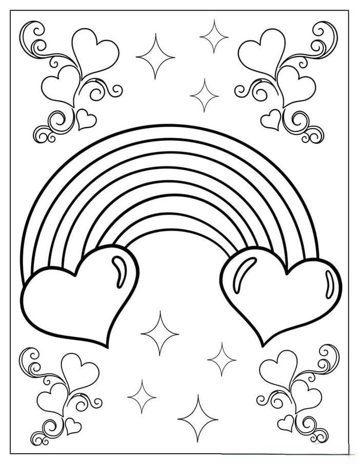 Tranh tô màu cầu vồng đơn giản dành cho bé mẫu giáo
