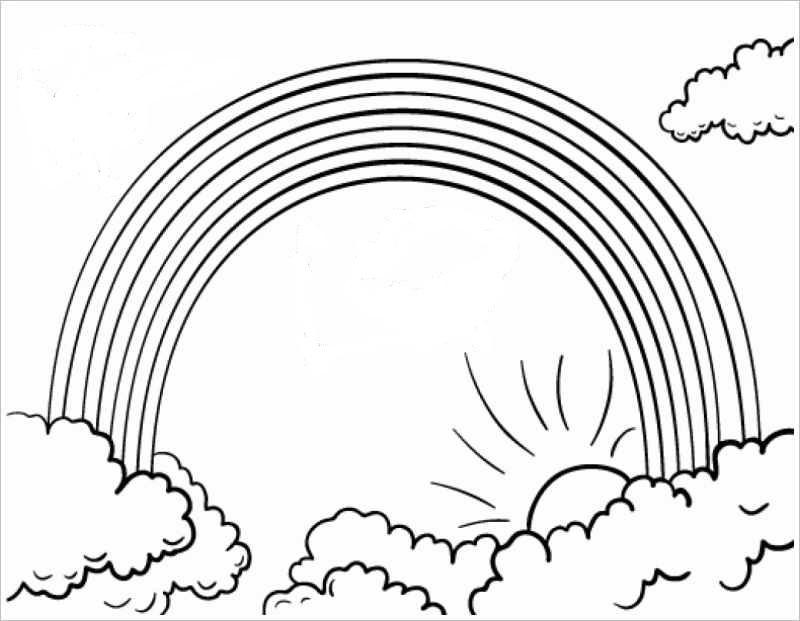Tranh tô màu cầu vồng nhỏ xinh cho bé