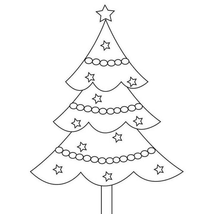 Tranh tô màu cây thông Noel đơn giản cho bé tập tô