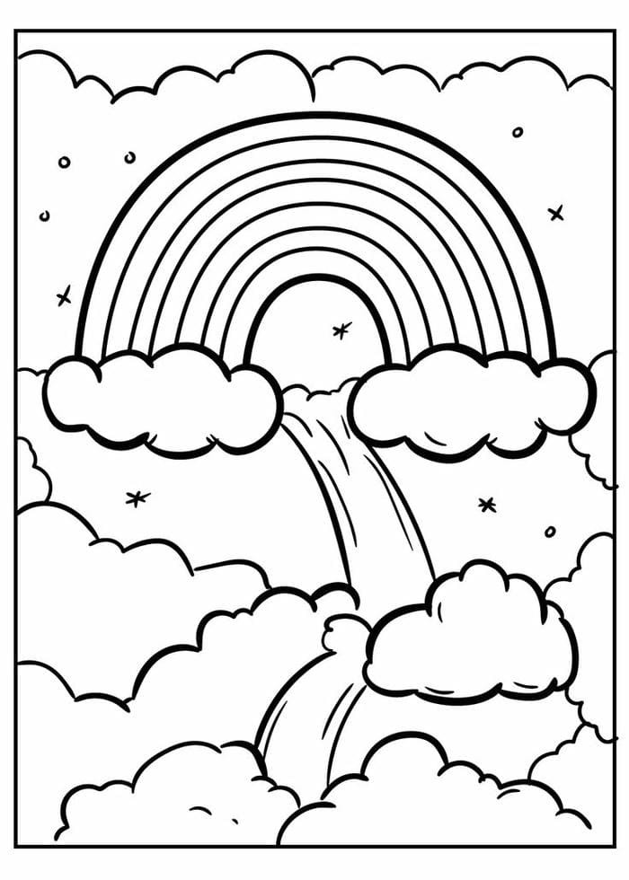 Tranh tô màu đơn giản với hình dạng cầu vồng