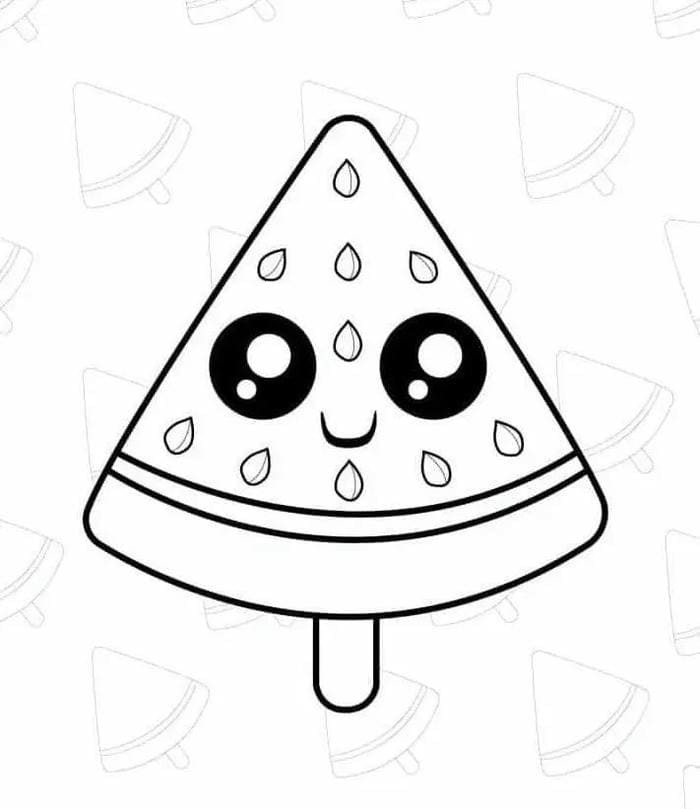 tranh tô màu dưa hấu hình cây kem