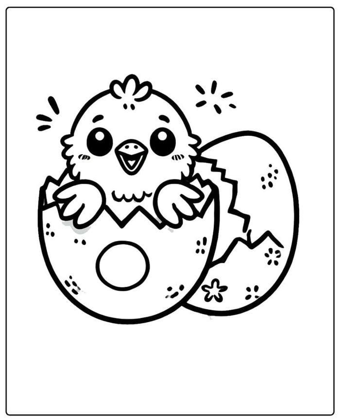 Tranh tô màu gà con mới nở siêu đáng yêu