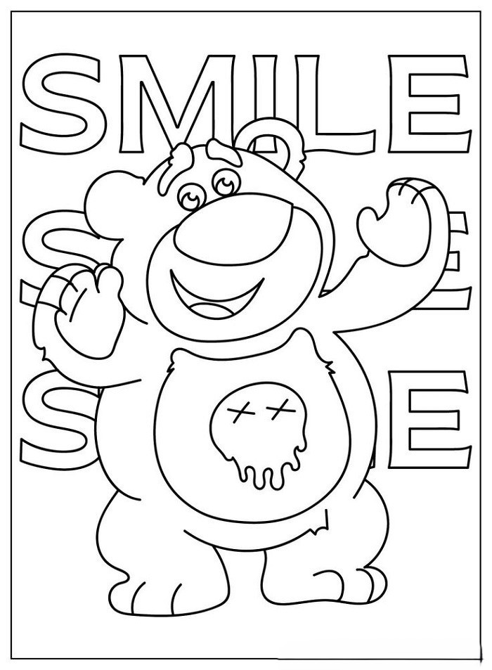 Tranh tô màu gấu dâu Lotso đáng yêu sẵn sàng để in cho bé