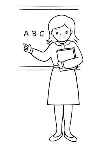 Tranh tô màu hình ảnh cô giáo và học sinh trong lớp học