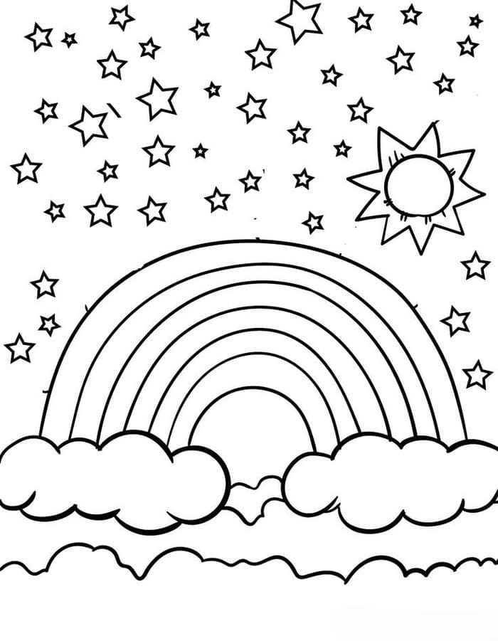 Tranh tô màu hình cầu vồng 7 màu