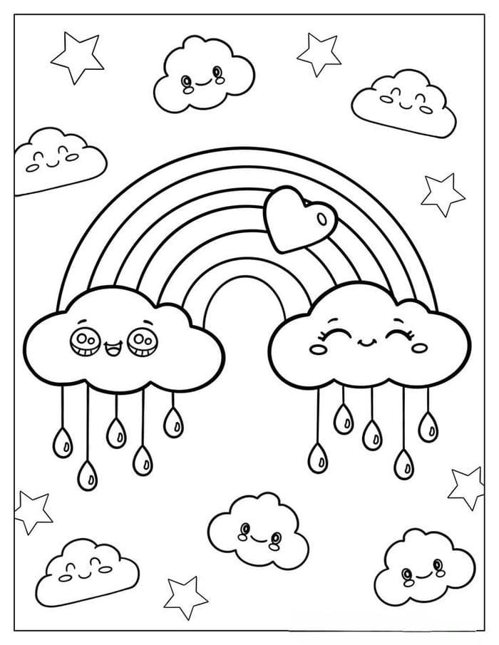 Tranh tô màu hình cầu vồng bảy màu