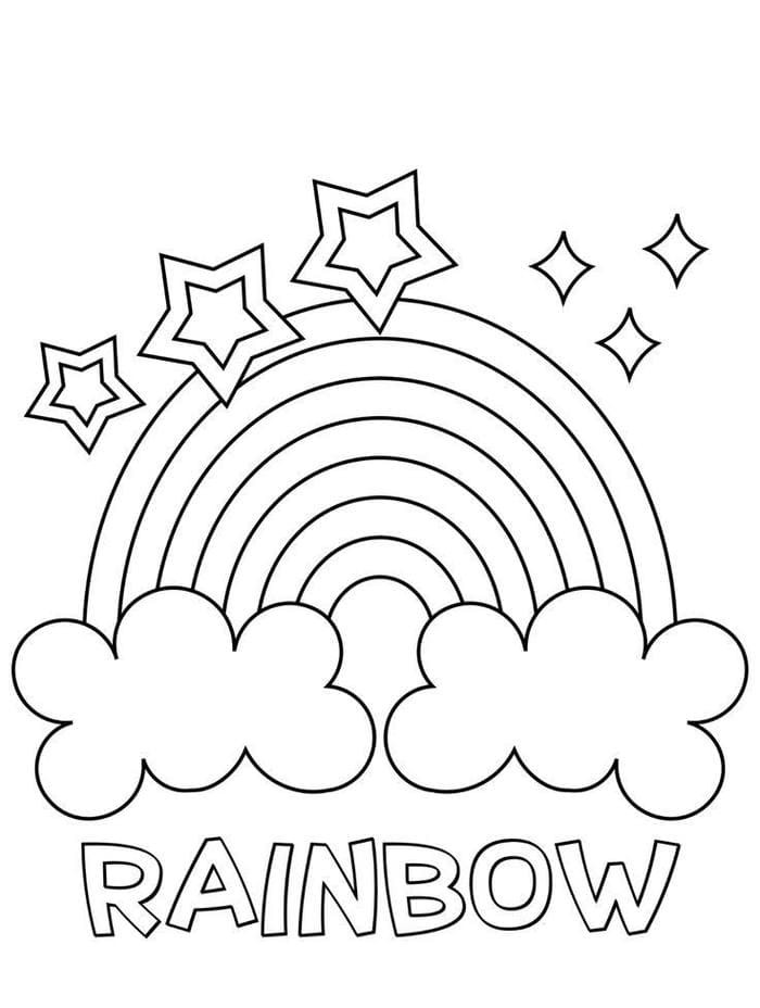 Tranh tô màu hình cầu vồng đơn giản cho bé dễ tô