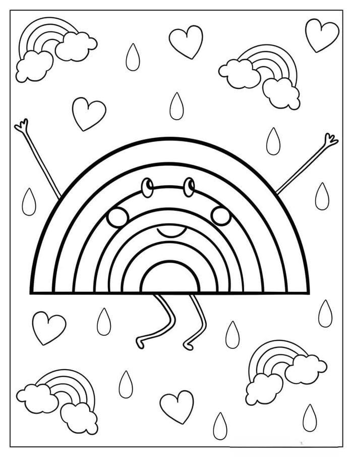 Tranh tô màu hình cầu vồng xinh xắn