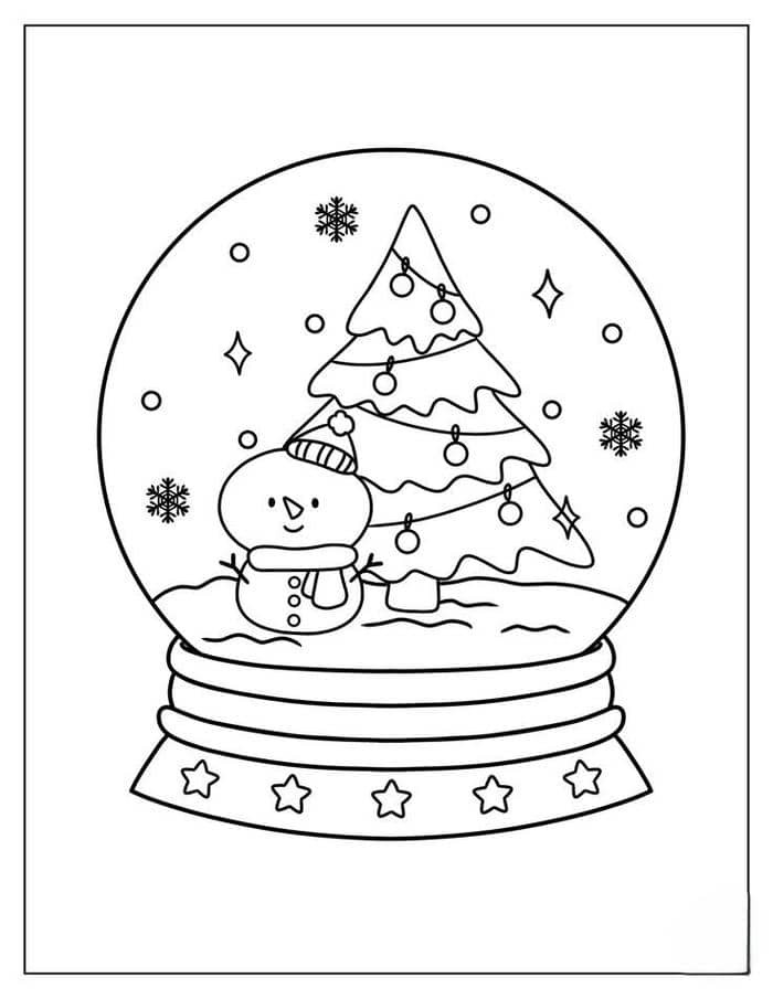 Tranh tô màu hình cây thông giáng sinh và người tuyết