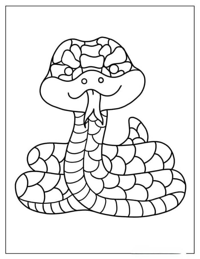 Tranh tô màu hình con rắn đơn giản với đường nét rõ ràng