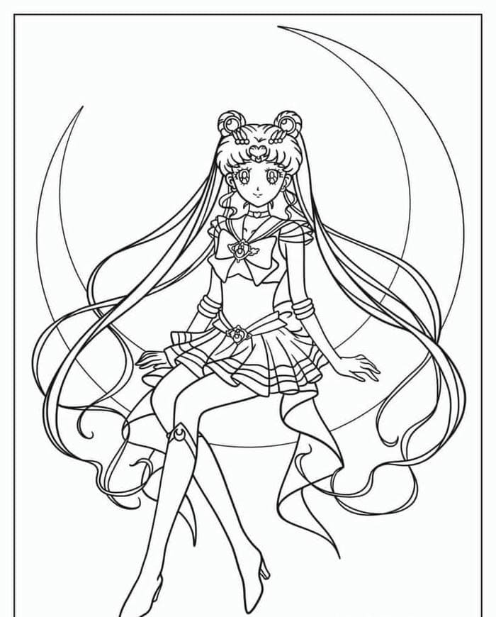 tranh tô màu hình thủy thủ mặt trăng pha lê