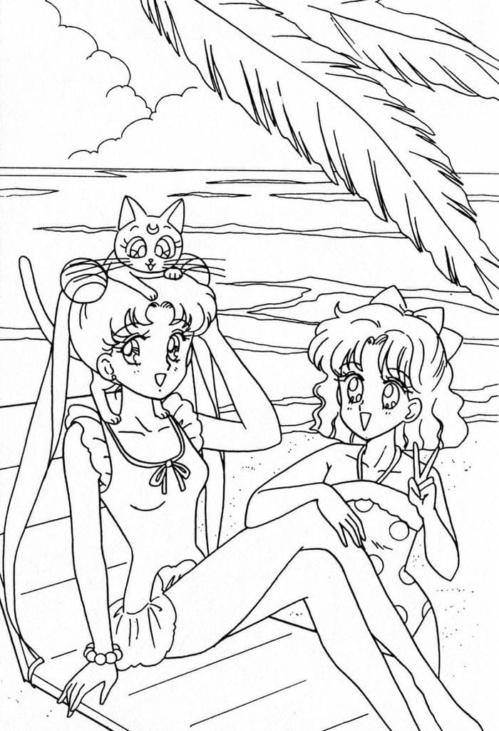 tranh tô màu hình thủy thủ mặt trăng Usagi