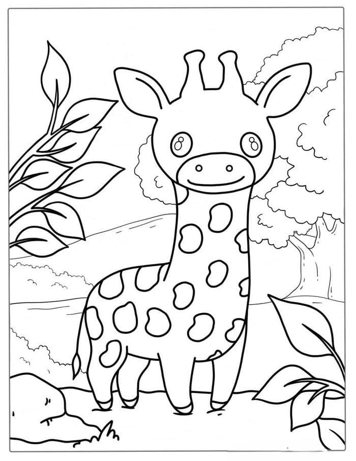 Tranh tô màu hươu cao cổ đơn giản phù hợp cho bé mới bắt đầu