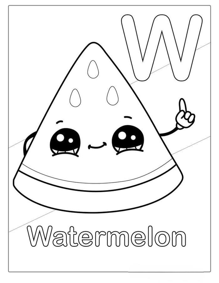 tranh tô màu miếng dưa hấu siêu đáng yêu