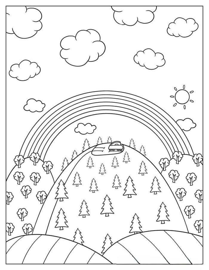 Tranh tô màu một chiếc cầu vồng