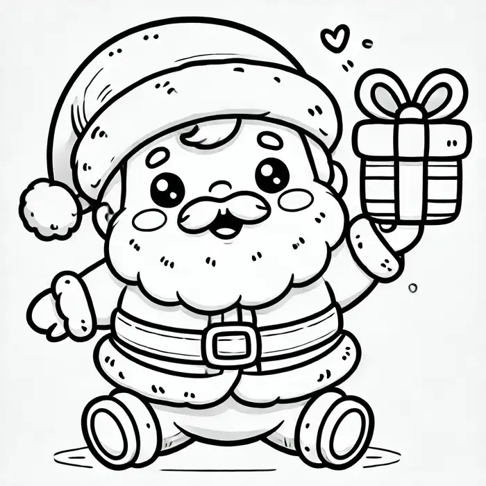 Tranh Tô Màu Ông Già Noel Đáng Yêu Cho Bé Tranh tô màu ông già Noel chibi với túi quà