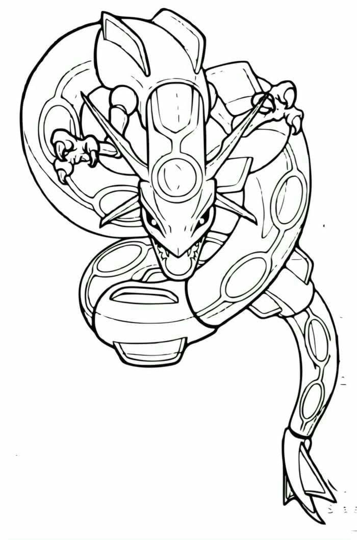 Tranh tô màu Pokémon huyền thoại Rayquaza đơn giản