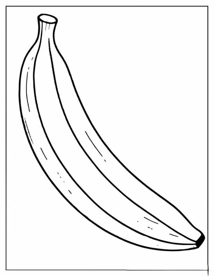 Tranh tô màu quả chuối với đường nét đơn giản, phù hợp cho các bé nhỏ