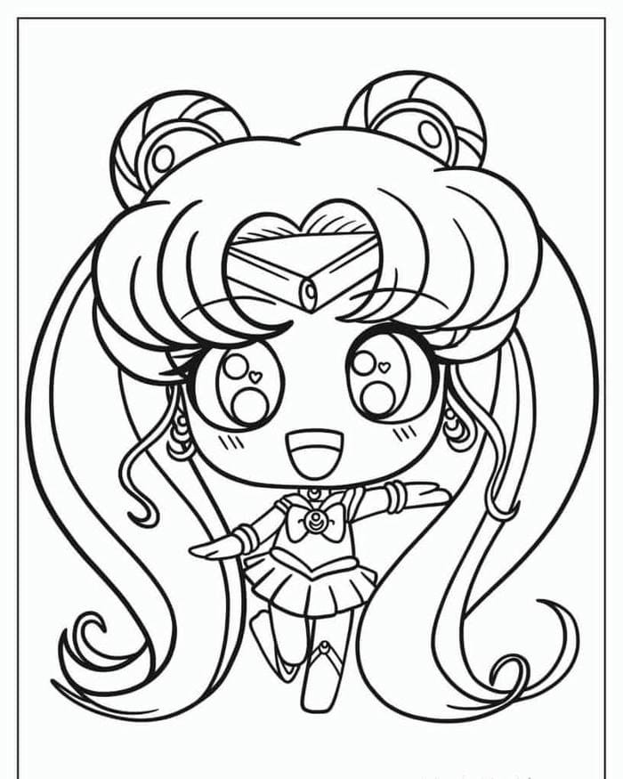 tranh tô màu thủy thủ mặt trăng chibi đáng yêu