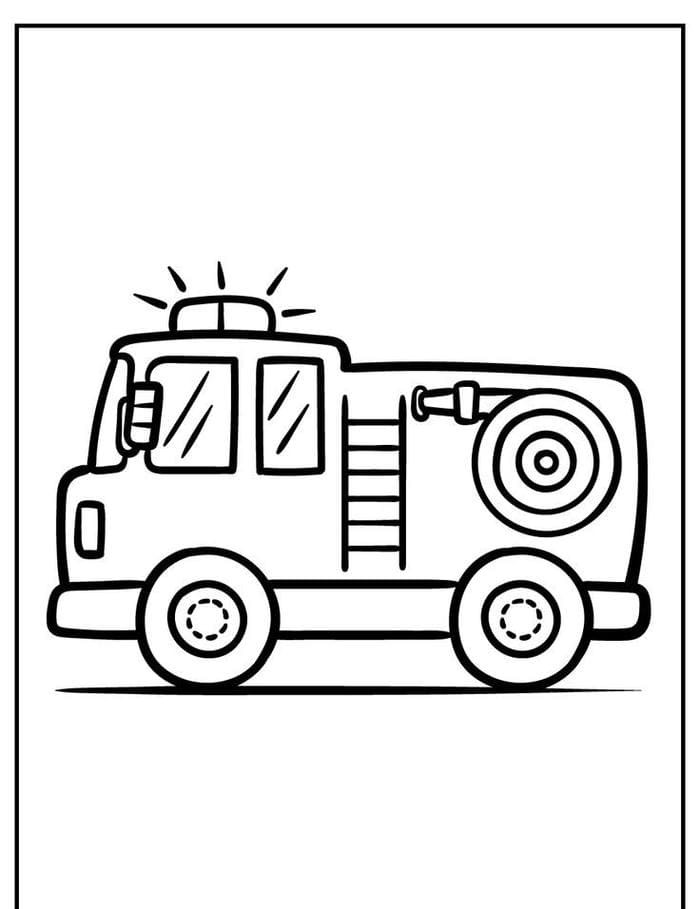 Tranh tô màu xe cứu hỏa dễ tô cho bé 3-4 tuổi