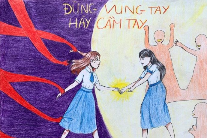 Tranh tuyên truyền về hậu quả bạo lực học đường