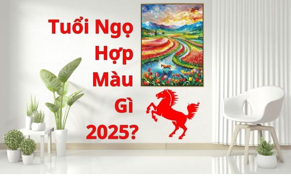 Bức tranh trừu tượng ứng dụng các màu sắc hợp tuổi 1990 trong năm 2025, với gam màu vàng, nâu, đỏ, hồng, tím.