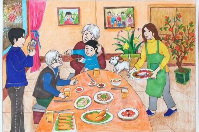 tranh vẽ gia đình