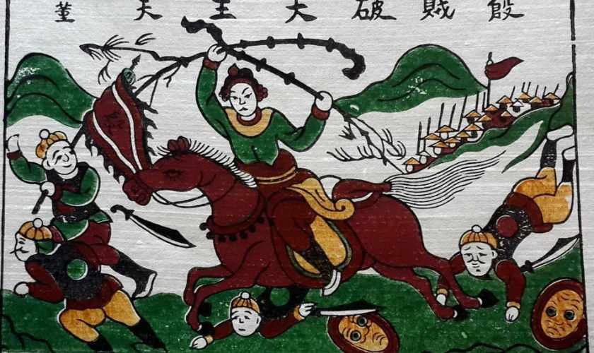 Tranh vẽ mô tả cảnh chống giặc ngoại xâm thời Vua Hùng