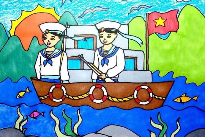Tranh vẽ tàu chiến của Hải quân Việt Nam