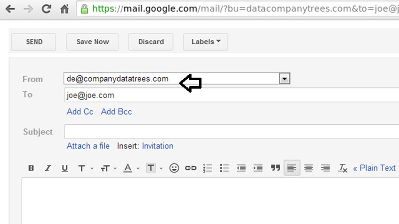 Trường 'From' hiển thị địa chỉ email và tên người gửi trong giao diện thư điện tử