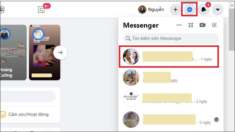 Truy cập Messenger trên web và chọn cuộc trò chuyện
